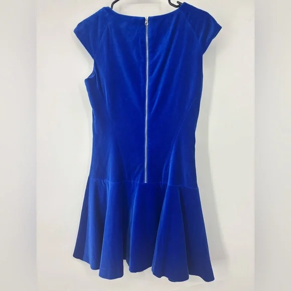 Ted Baker Blue Velvet Cap Sleeve Ruffle Mini Dress 2